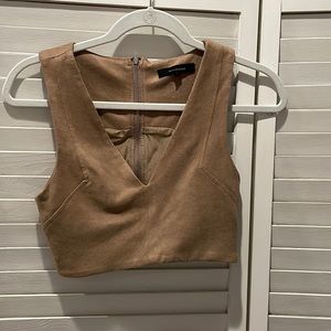 Suede Tan Crop Top